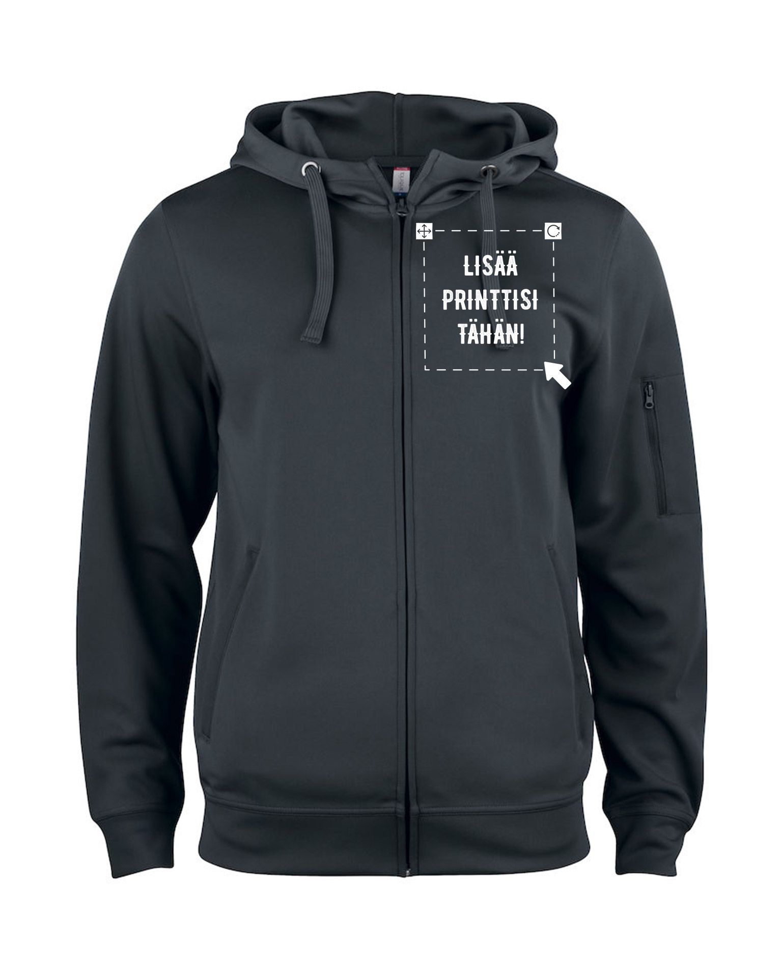 Basic Active Hoody Full Zip , Musta