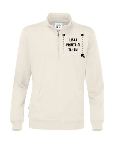 Luomu Half Zip Unisex, Luonnonvalkoinen