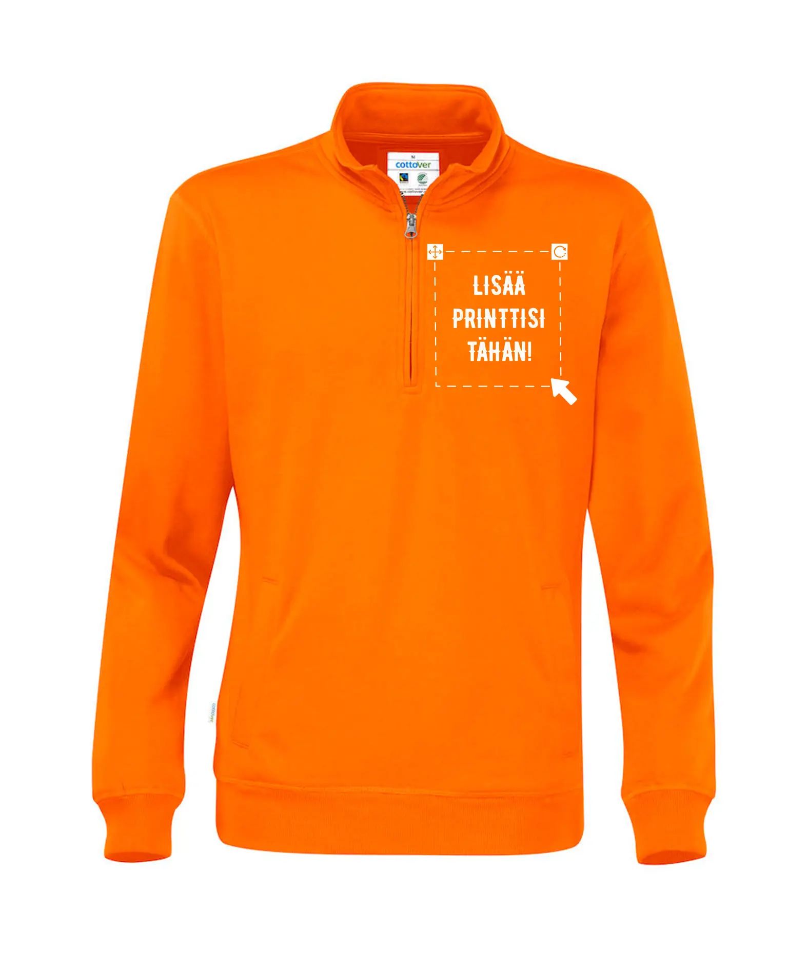 Luomu Half Zip Unisex, Oranssi
