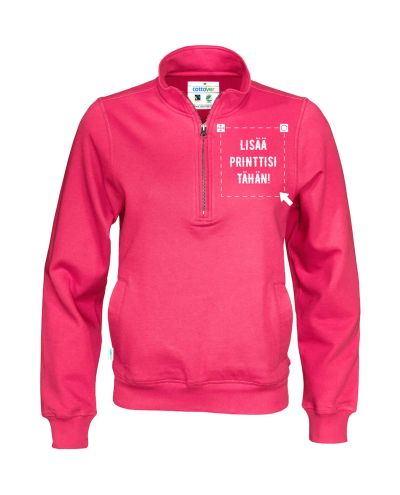Luomu Half Zip Unisex, Pinkki