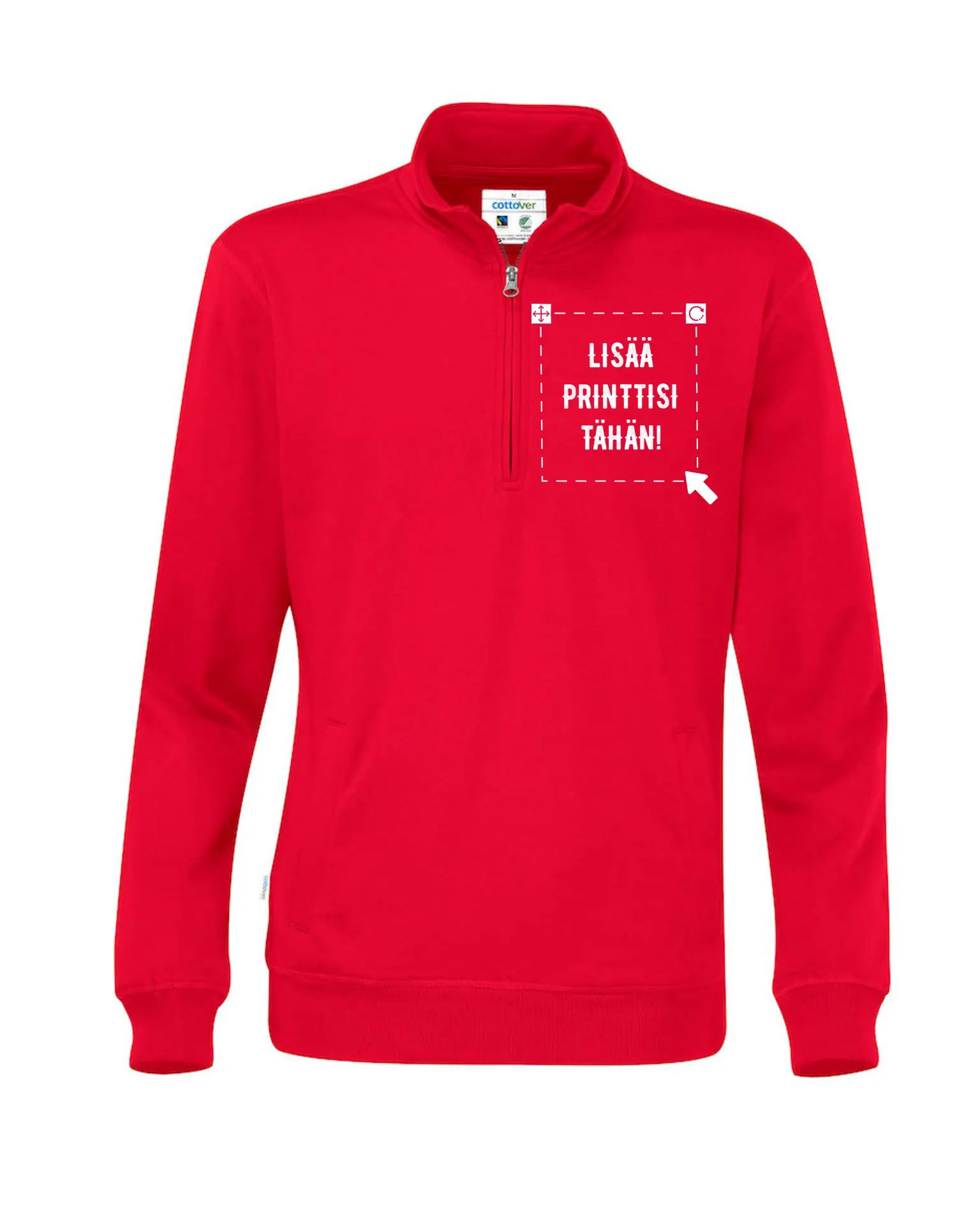 Luomu Half Zip Unisex, Punainen