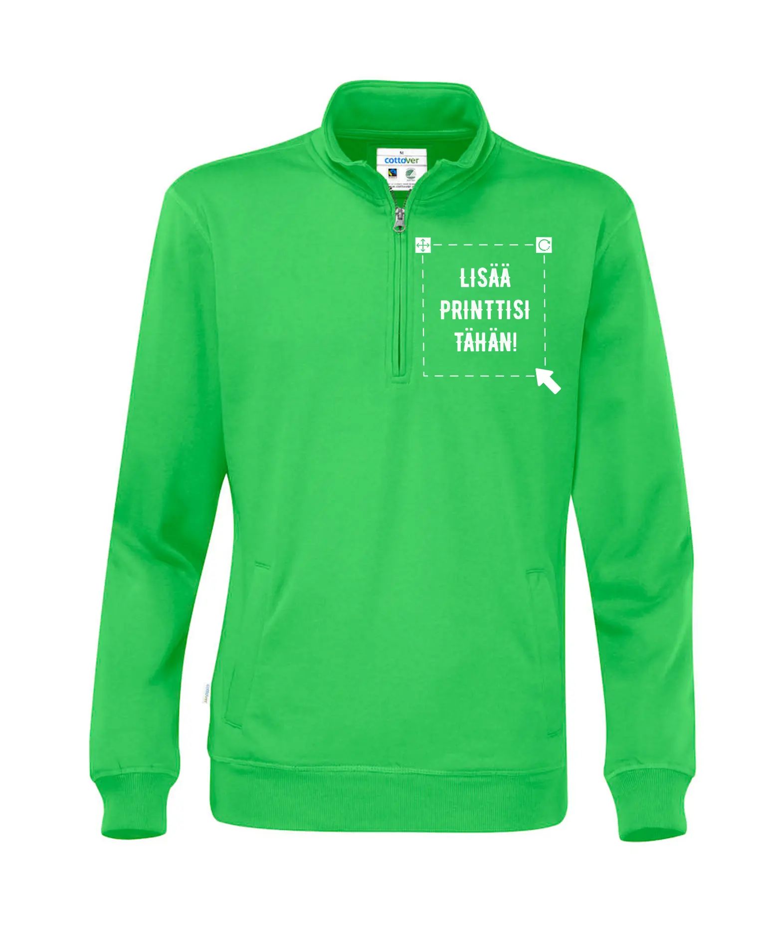 Luomu Half Zip Unisex, Vihreä