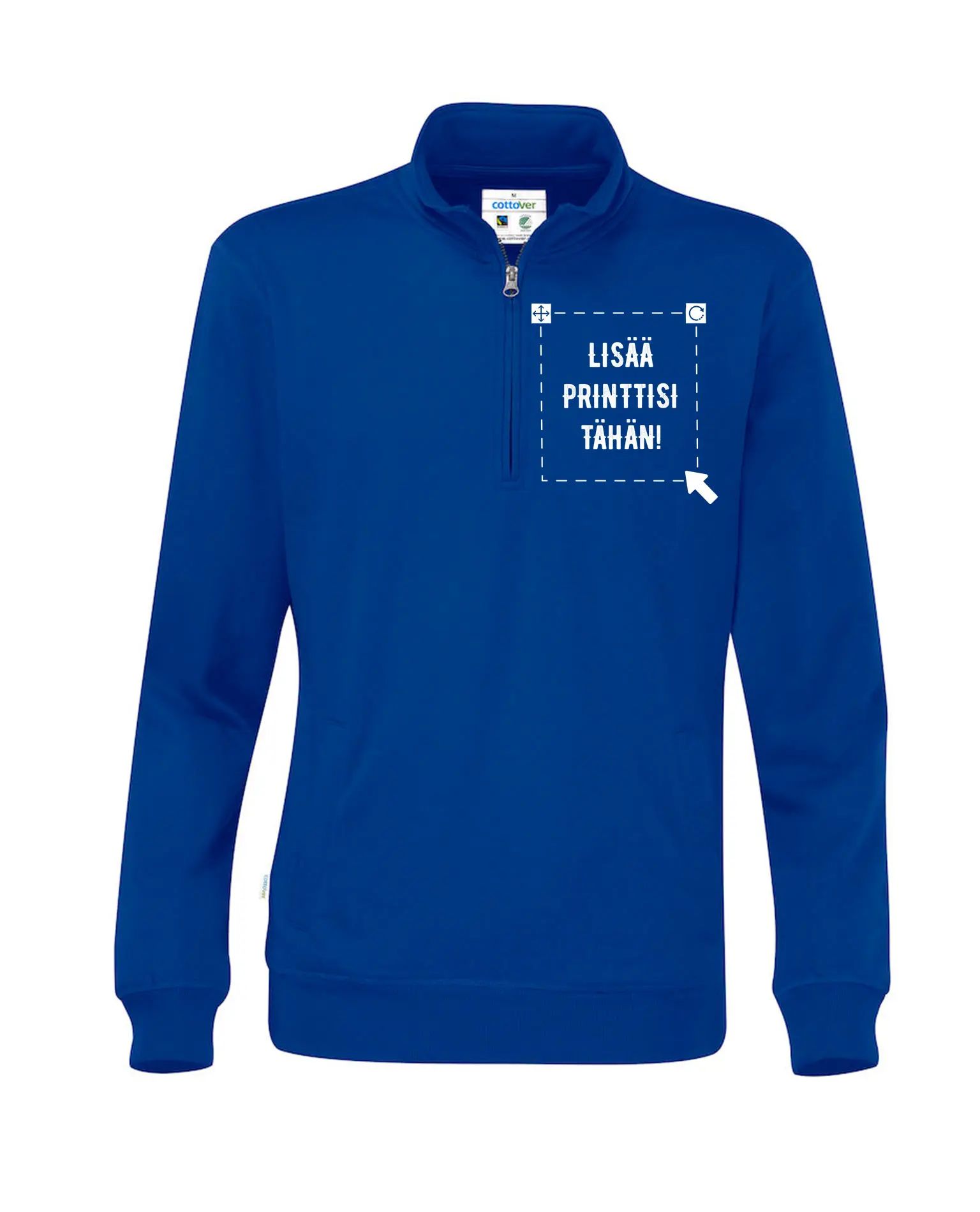 Luomu Half Zip Unisex, Sininen
