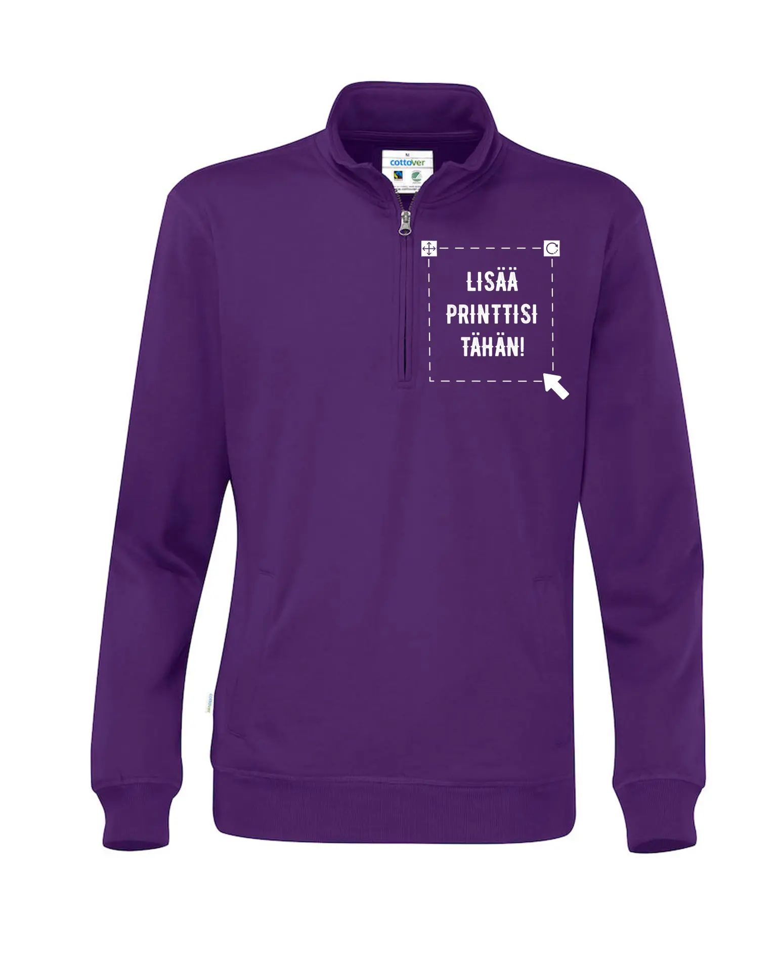 Luomu Half Zip Unisex, Violetti