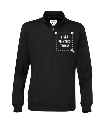 Luomu Half Zip Unisex, Musta