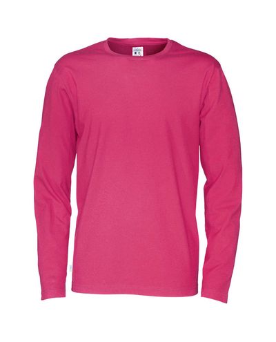 Miesten pitkähihainen Luomu T-paita, Pinkki
