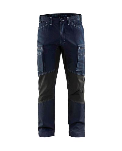 Housut Denim Stretch, Mariininsininen/Musta