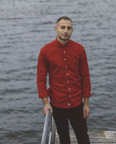 Twill Luomu kauluspaita Slim Fit, Valkoinen