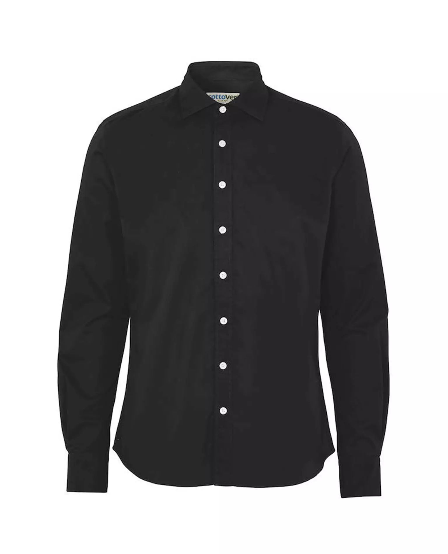 Twill Luomu kauluspaita Slim Fit, Musta