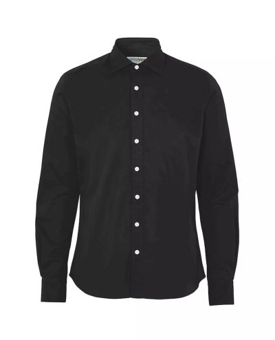 Twill Luomu kauluspaita Slim Fit, Musta