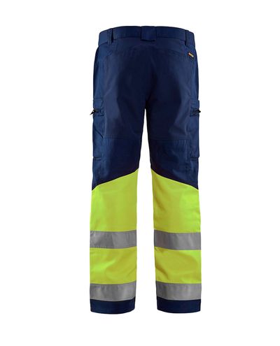 Highvis Housut Stretch, Mariininsininen/Huomiokeltainen