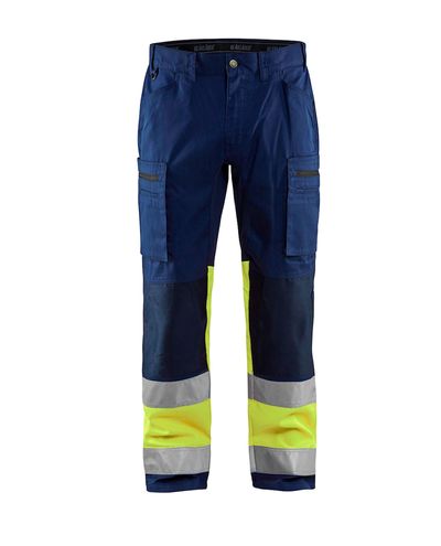 Highvis Housut Stretch, Mariininsininen/Huomiokeltainen