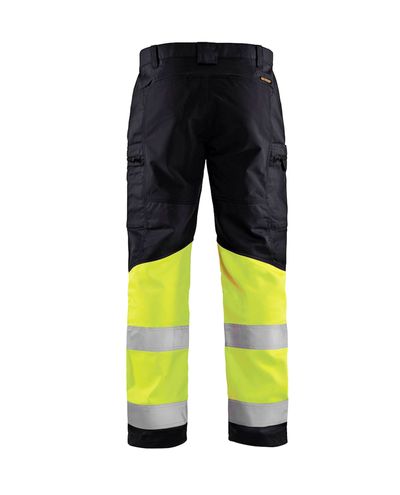 Highvis Housut Stretch, Musta/Huomiokeltainen