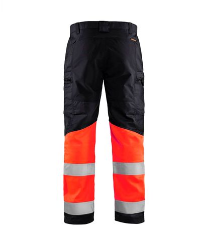 Highvis Housut Stretch, Musta/Huomiopunainen