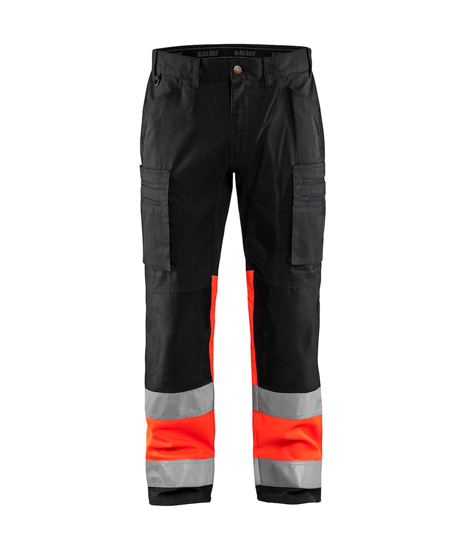Highvis Housut Stretch, Musta/Huomiopunainen