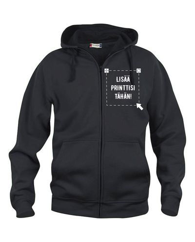 Basic Hoody Full zip, Musta