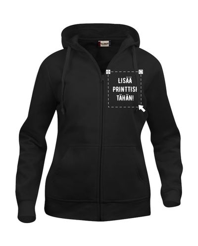 Basic Hoody Full zip Women, Musta