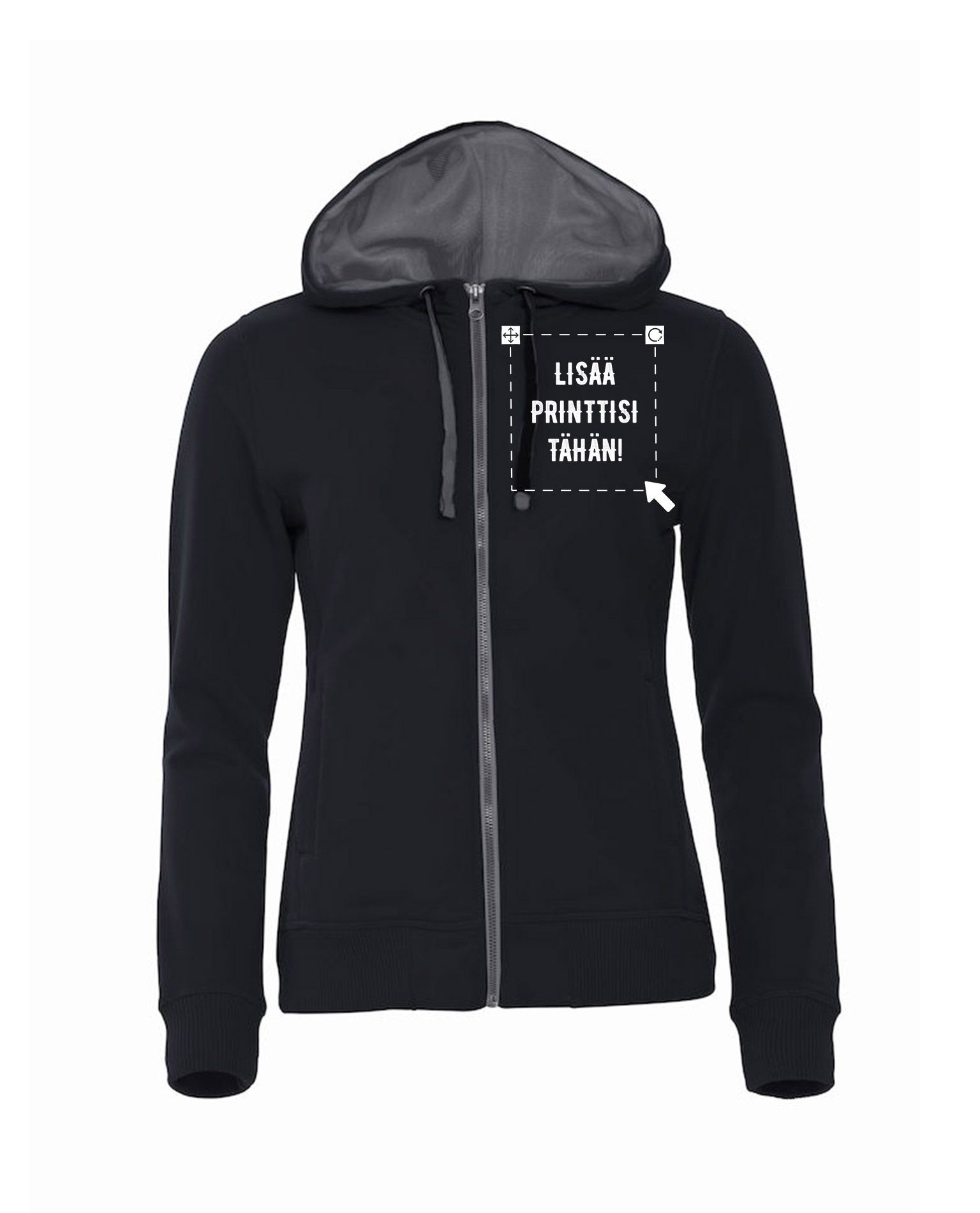 Classic Hoody Full Zip Women, Musta