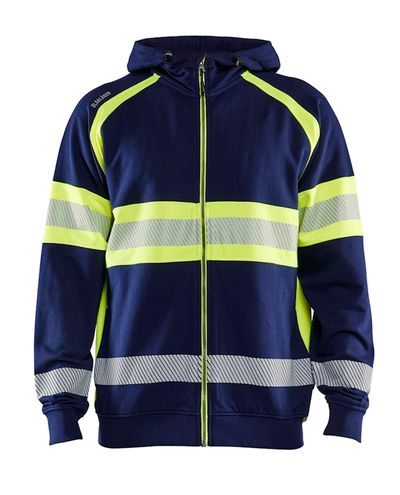Highvis Huppari Vetoketjulla, Mariininsininen/Huomiokeltainen
