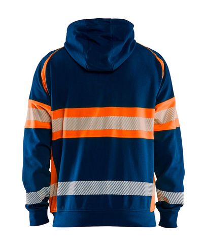 Highvis Huppari Vetoketjulla, Mariininsininen/Huomio Oranssi