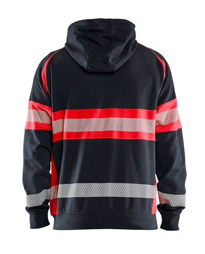 Highvis Huppari Vetoketjulla, Musta/Huomiopunainen