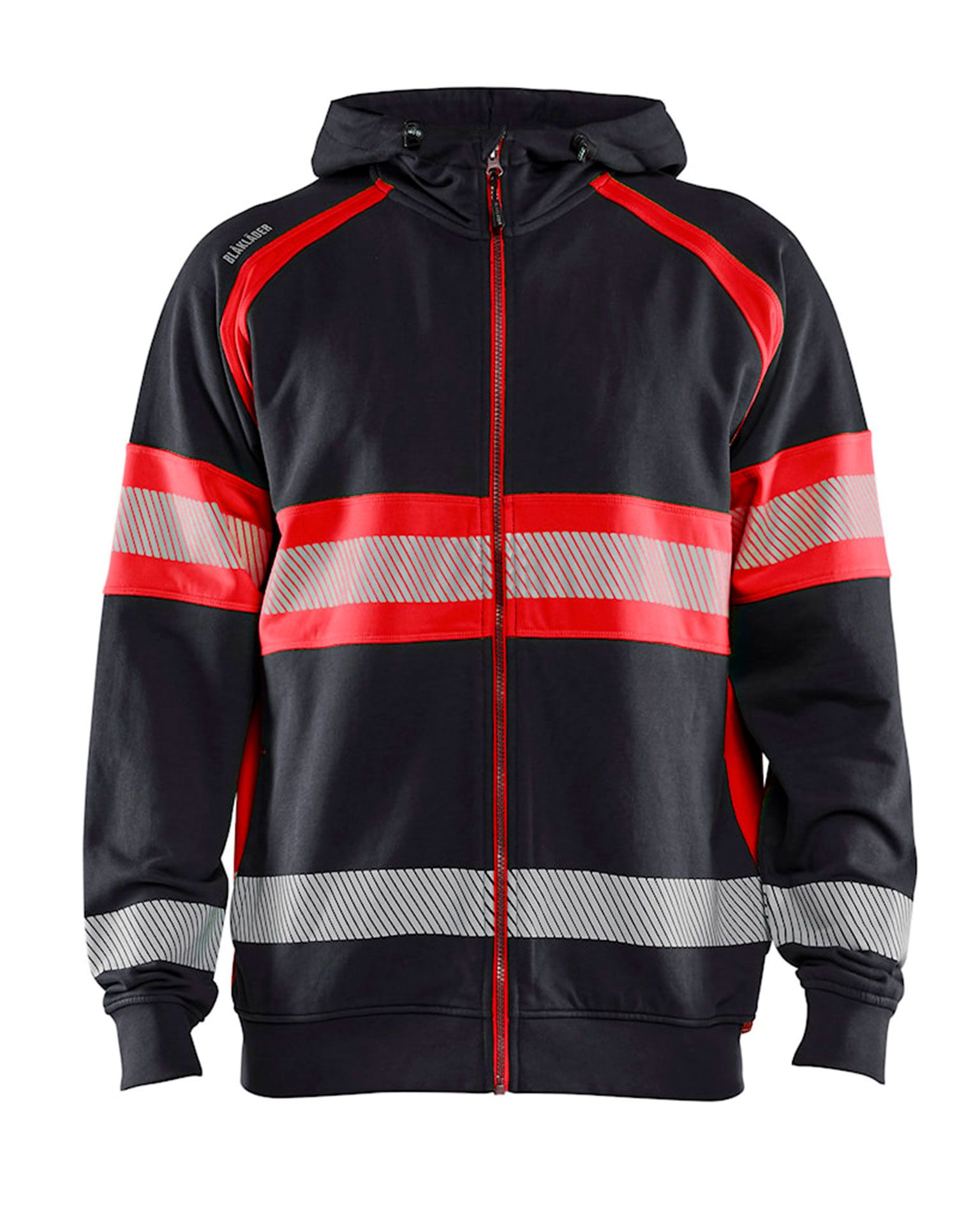 Highvis Huppari Vetoketjulla, Musta/Huomiopunainen