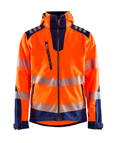 Highvis Softshelltakki, Huomio Oranssi/Mariininsininen