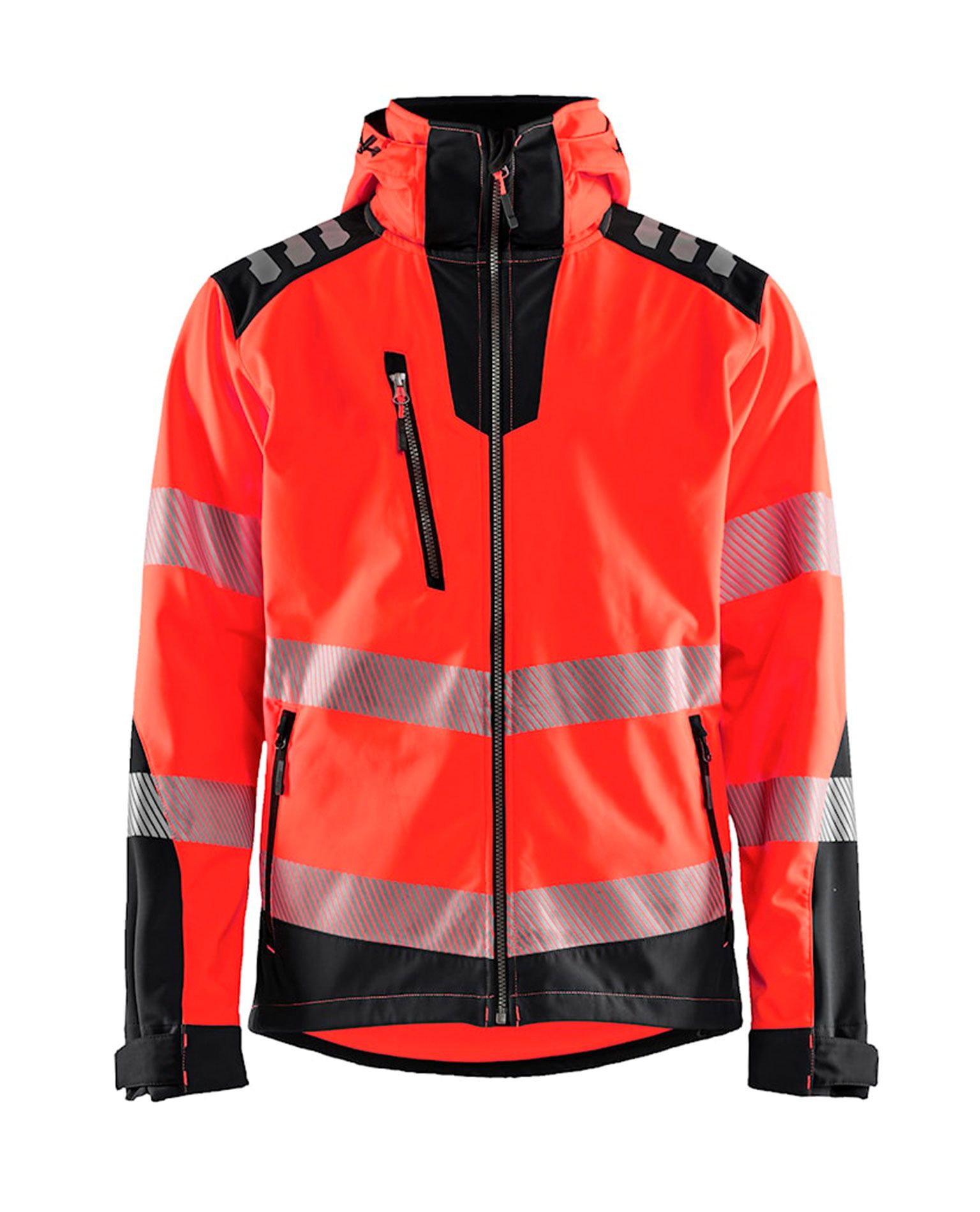 Highvis Softshelltakki, Huomiopunainen/Musta