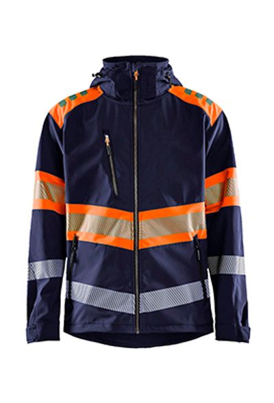 Highvis Softshelltakki Luokka 1, Mariininsininen/Huomio Oranssi