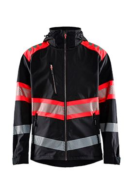 Highvis Softshelltakki Luokka 1, Musta/Huomiopunainen