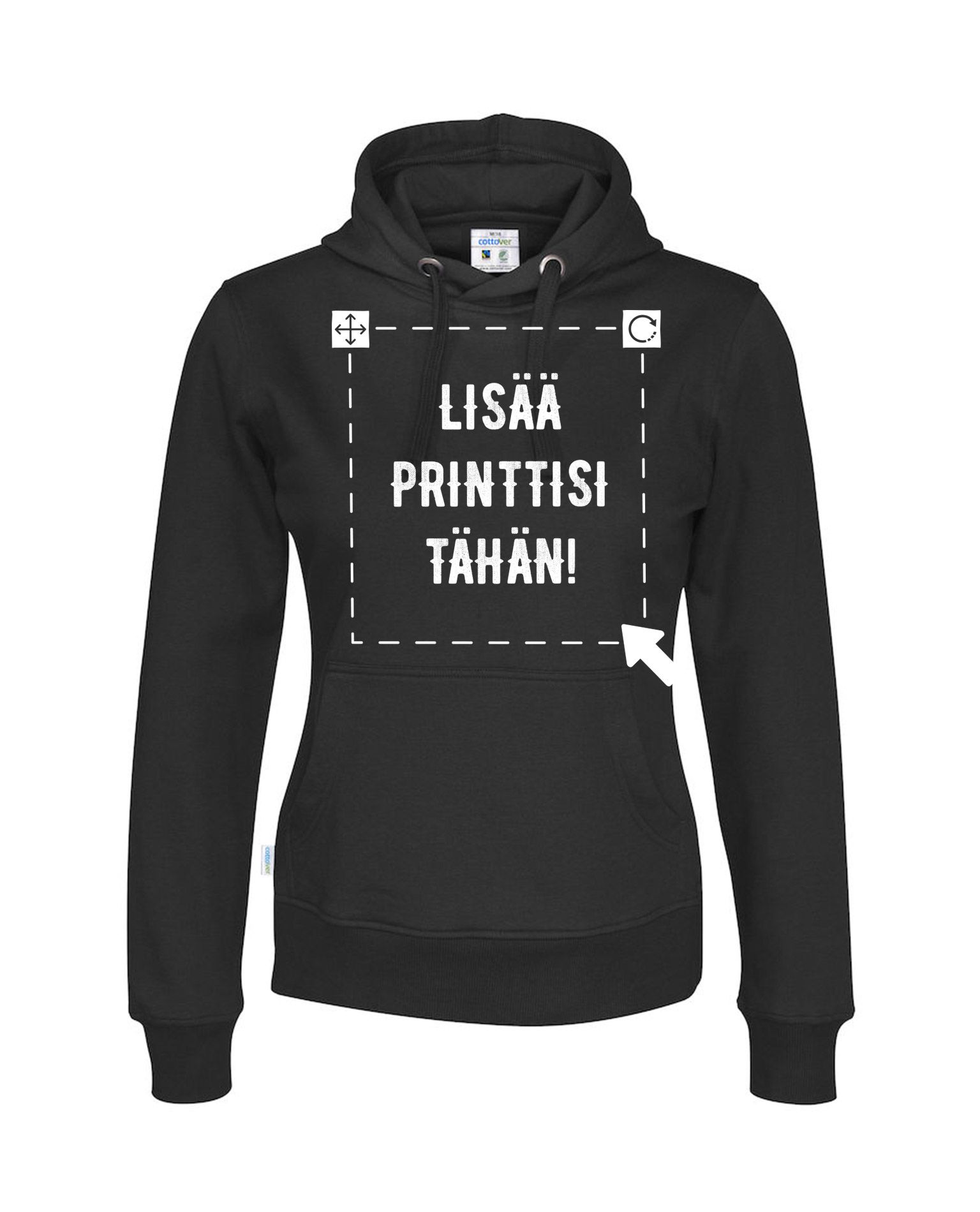 Naisten Luomu huppari, Musta
