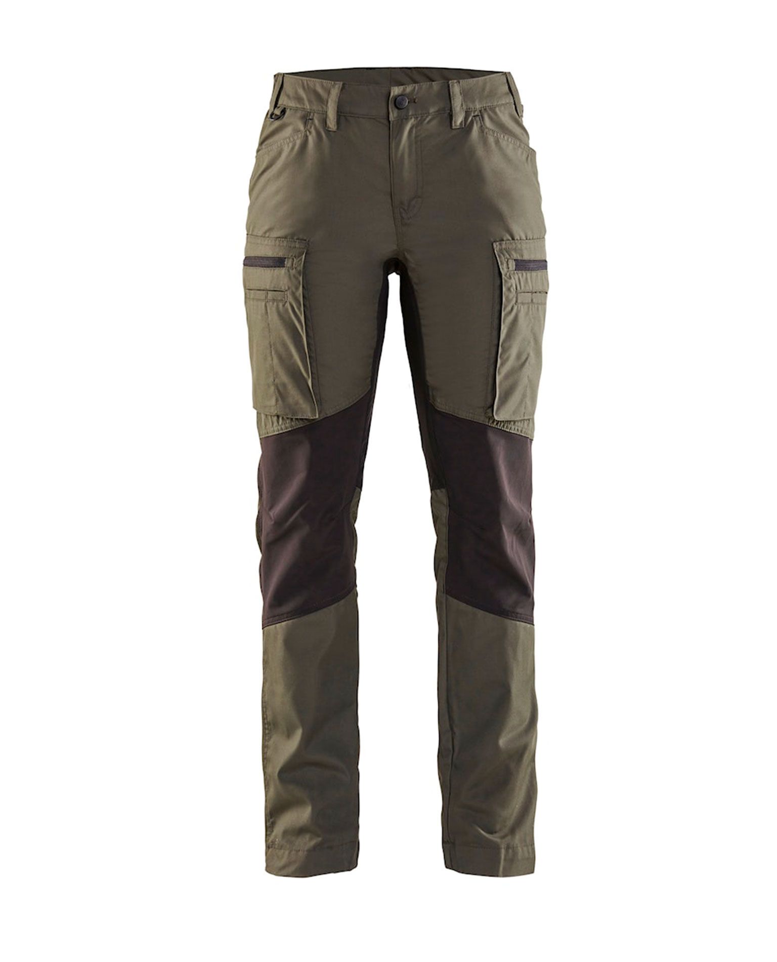 Naisten Housut Stretch, Army Green/Musta