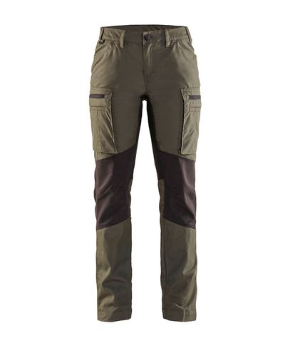Naisten Housut Stretch, Army Green/Musta