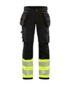 Naisten Highvis Riipputaskuhousut 4-Way Stretch, Musta/Huomiokel