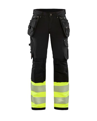 Naisten Highvis Riipputaskuhousut 4-Way Stretch, Musta/Huomiokel Naisten Highvis Riipputaskuhousut 4-Way Stretch, Musta/Huomiokel