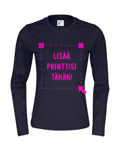 Naisten pitkähihainen Luomu T-paita, Navy