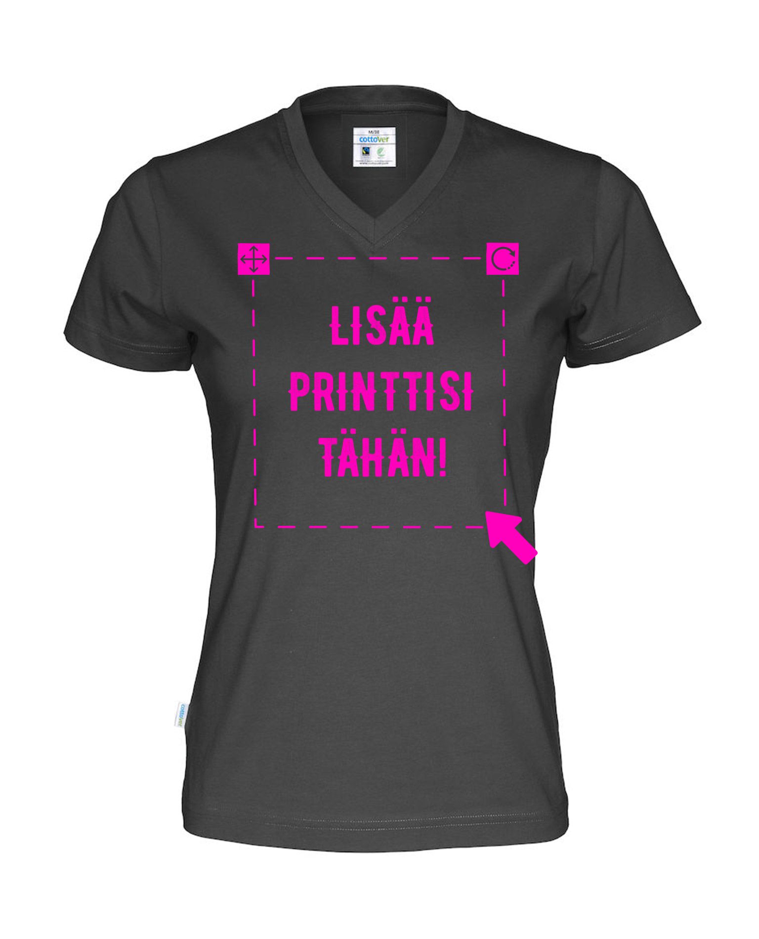 Naisten Luomu T-paita v-aukko, Musta