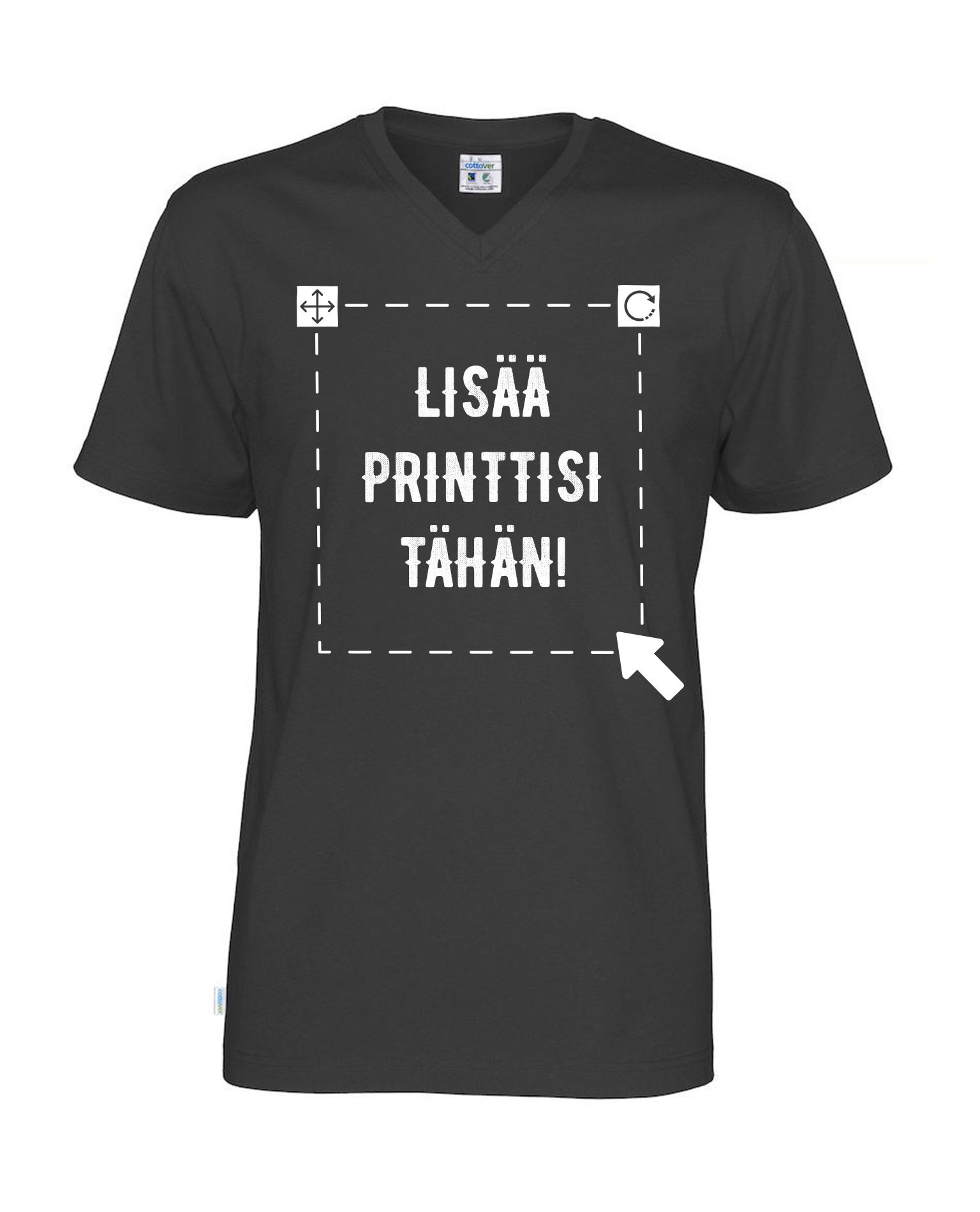 Miesten Luomu T-paita v-aukko, Musta
