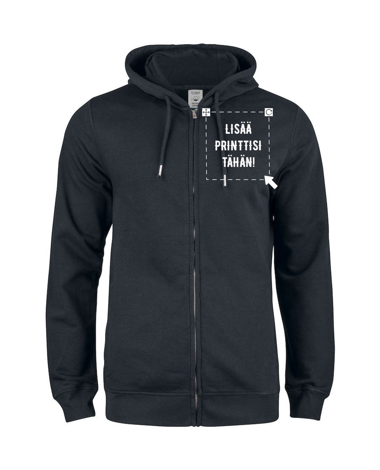 Premium OC Hoody Full Zip, Musta