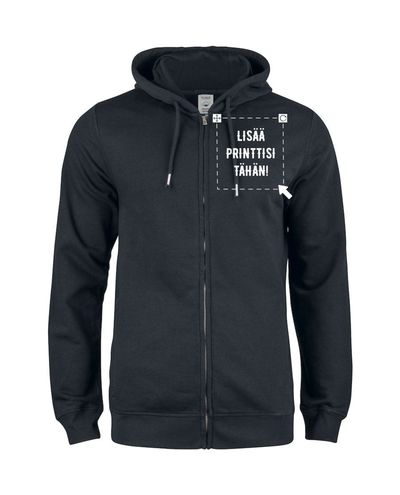 Premium OC Hoody Full Zip, Musta