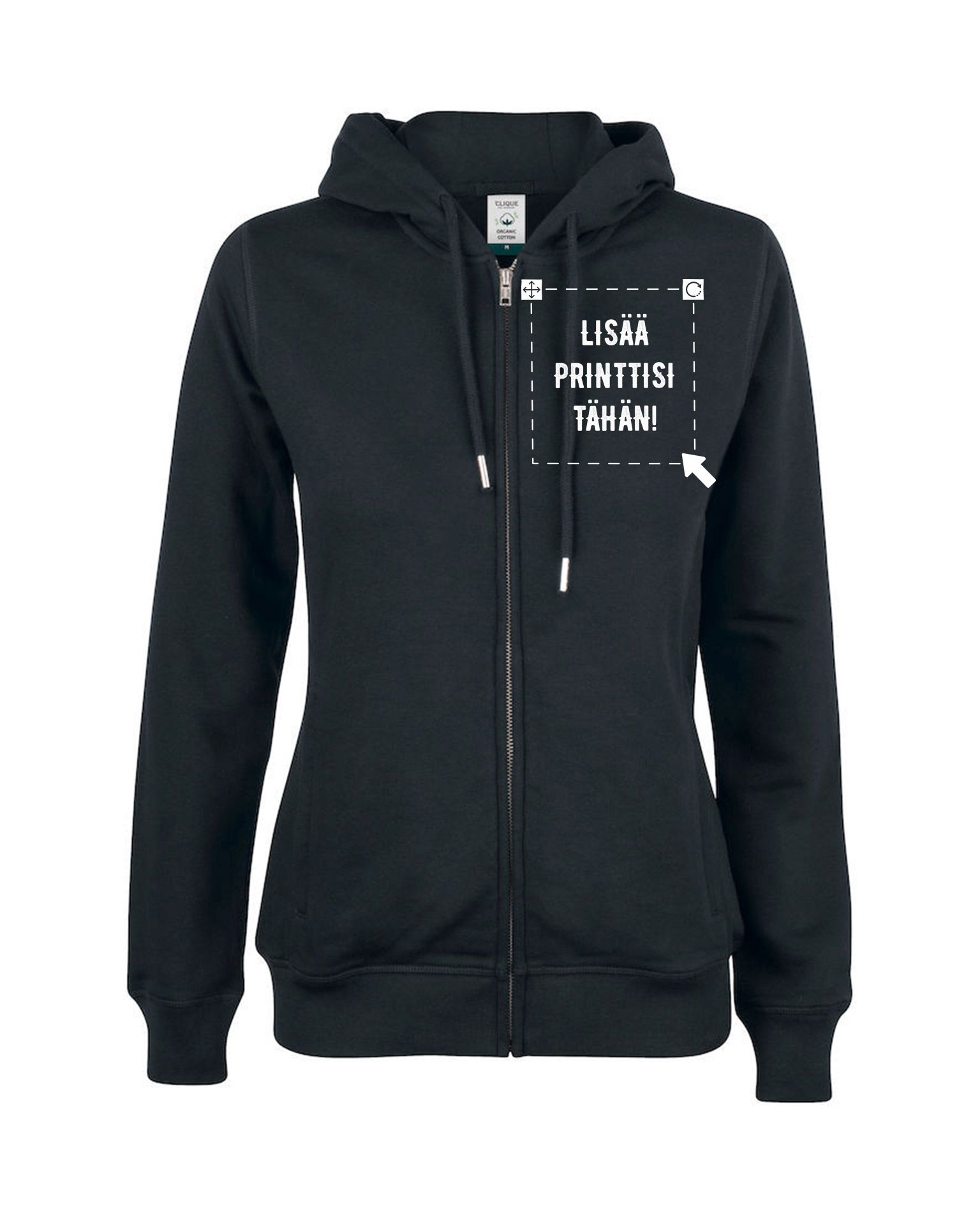 Premium OC Hoody Full Zip Women, Musta