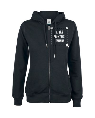 Premium OC Hoody Full Zip Women, Musta