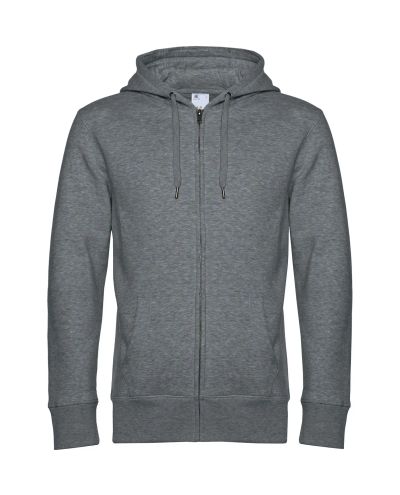 KING Zipped Hooded Sweat, Heather Mid Grey